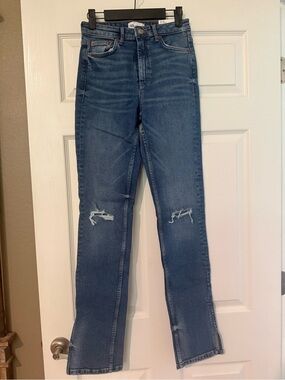 Zara High-Rise Full Length Split Skinny Jeans - NWT